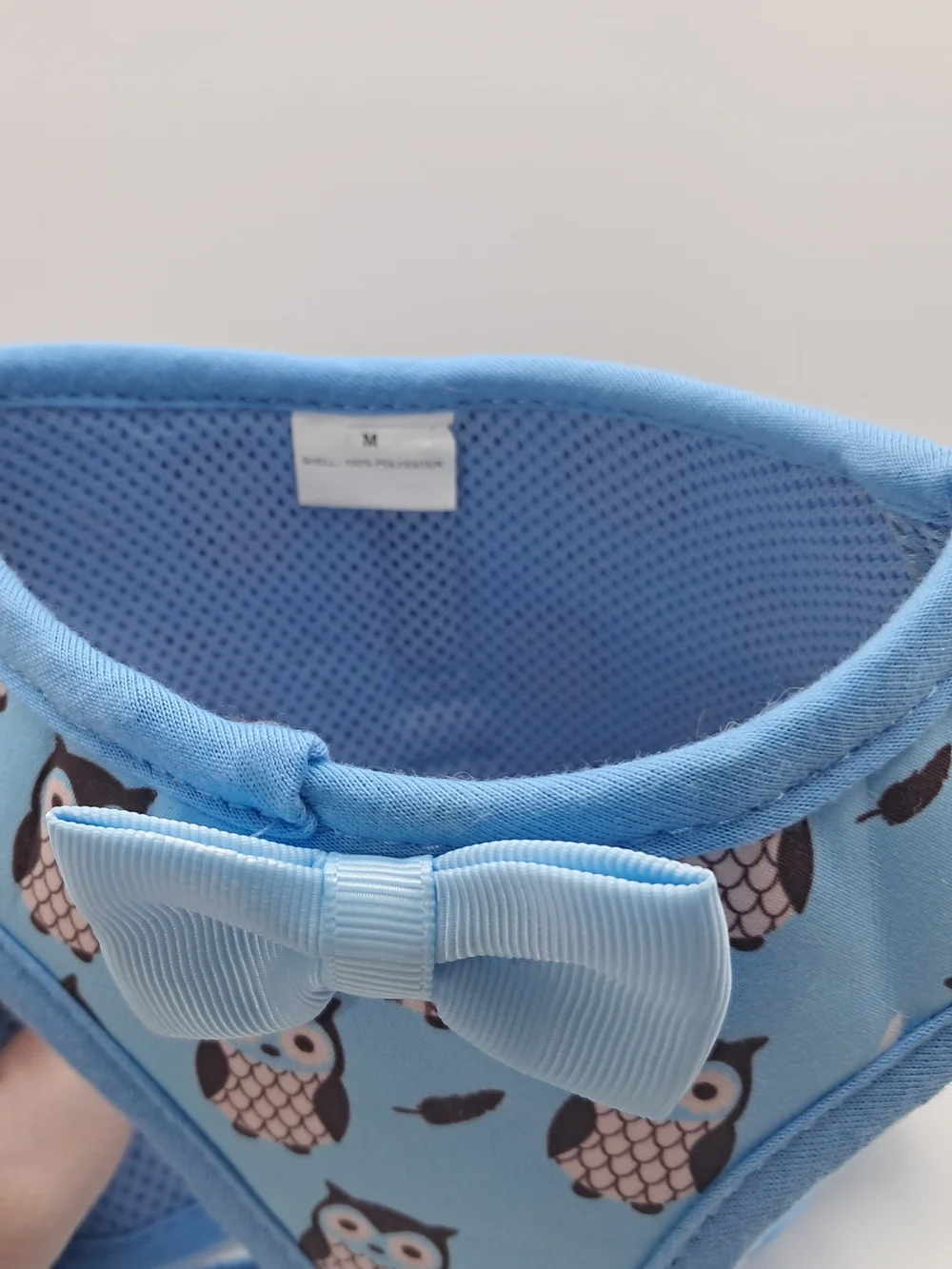 Cute Blue Owl Print Bowtie Pet Harness with 4 ft Leash Small Dog Cat 10